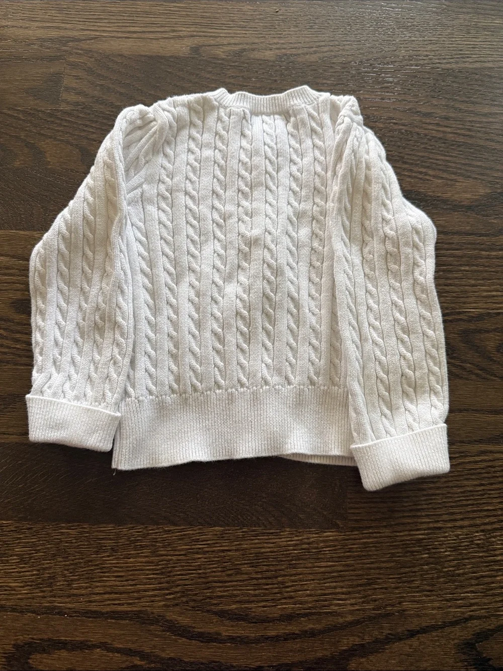 Ralph Lauren White Cable Knit Button Cardigan with Pink Pony